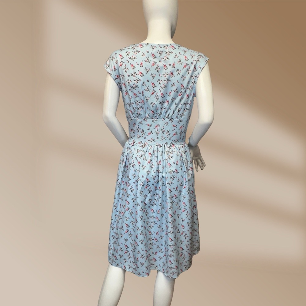 Sucrefas Ladies 50's Inspired Vintage Look Sz XL NWT! Blue Dress Floral Print - Picture 4 of 5